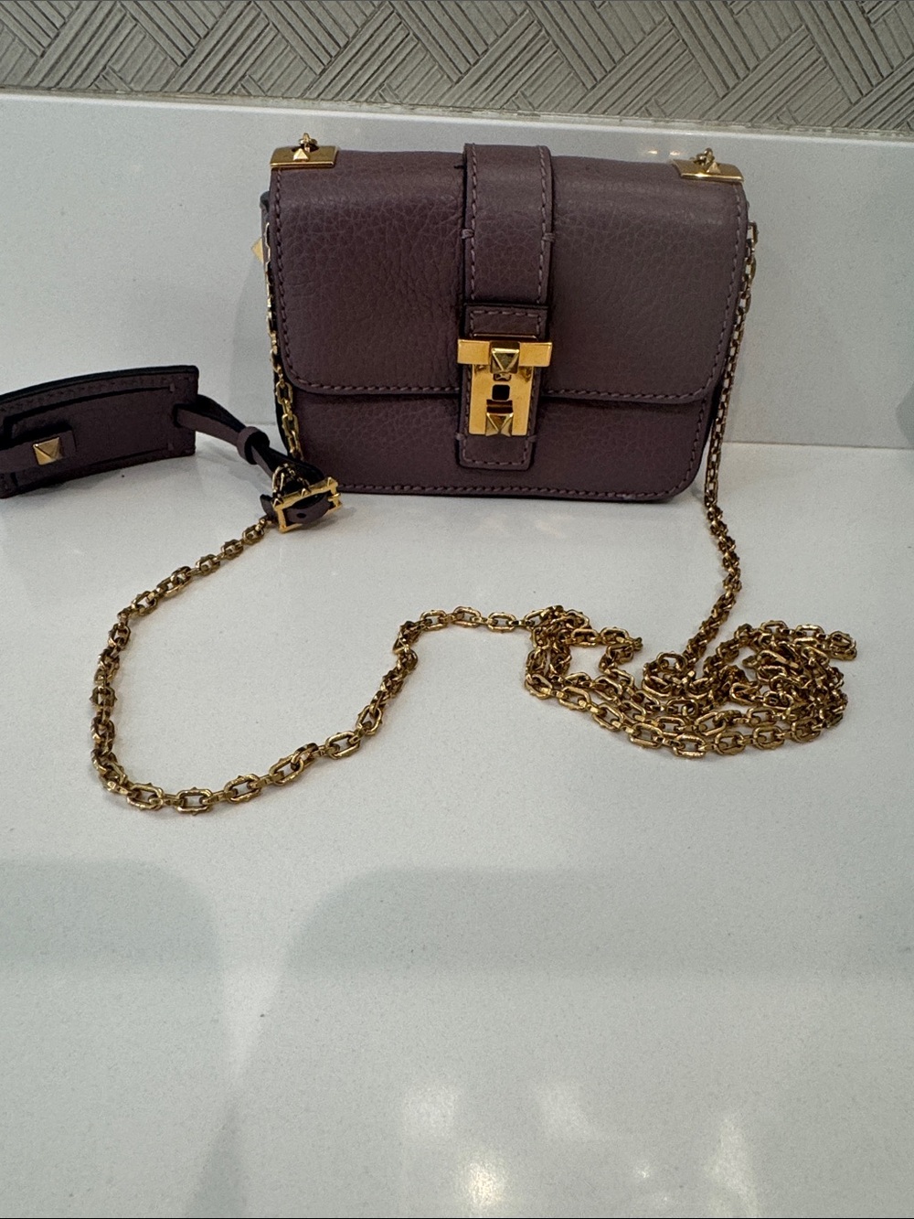 Valentino rockstud with chain lavender mini bag